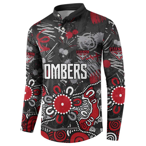 Personalized Essendon Bombers Button Sweatshirt Aboriginal Dot Painting Graffiti Style