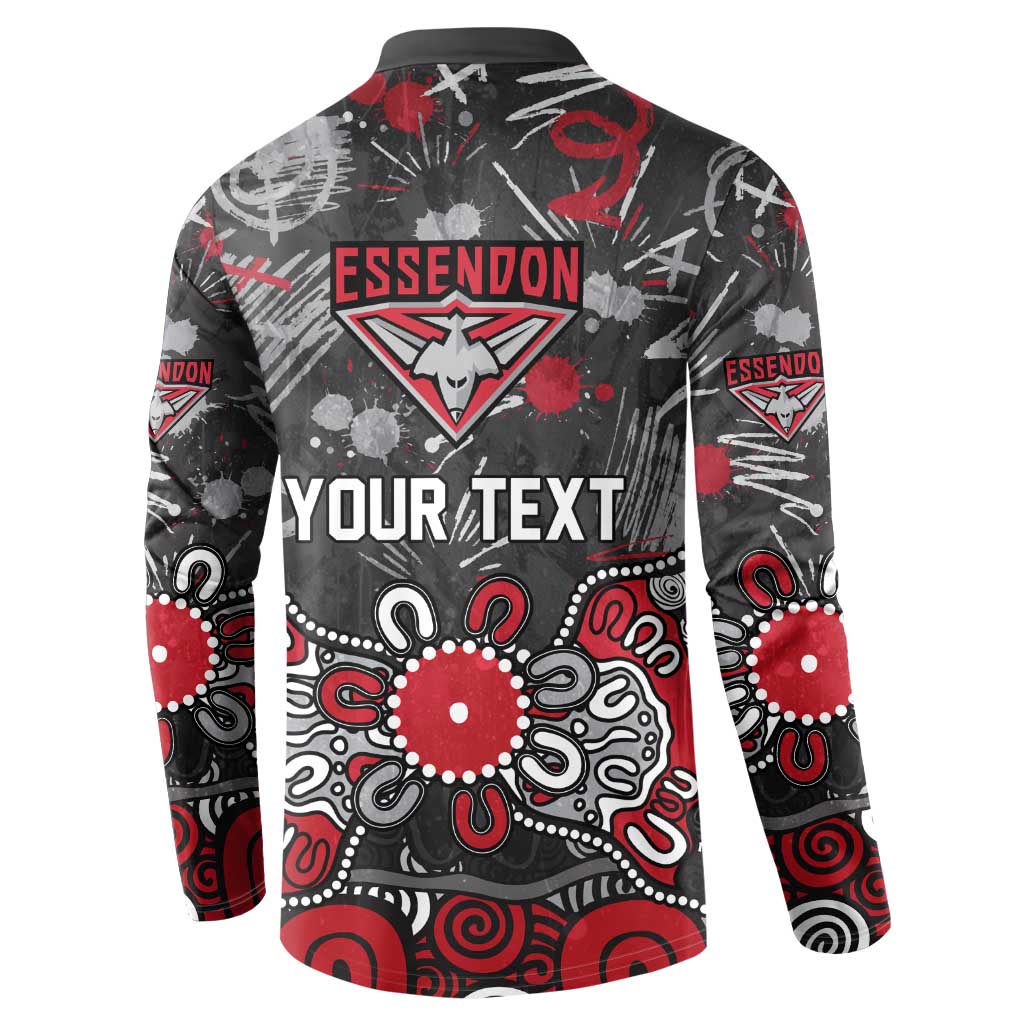Personalized Essendon Bombers Button Sweatshirt Aboriginal Dot Painting Graffiti Style