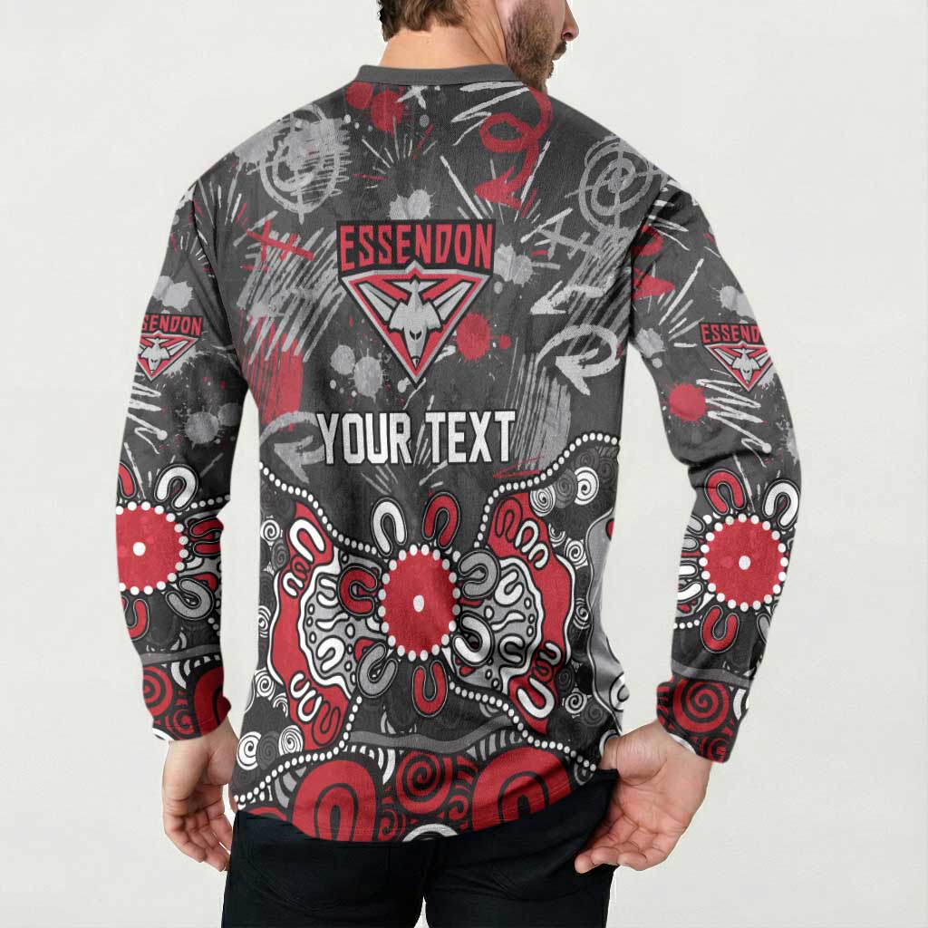 Personalized Essendon Bombers Button Sweatshirt Aboriginal Dot Painting Graffiti Style