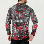 Personalized Essendon Bombers Button Sweatshirt Aboriginal Dot Painting Graffiti Style