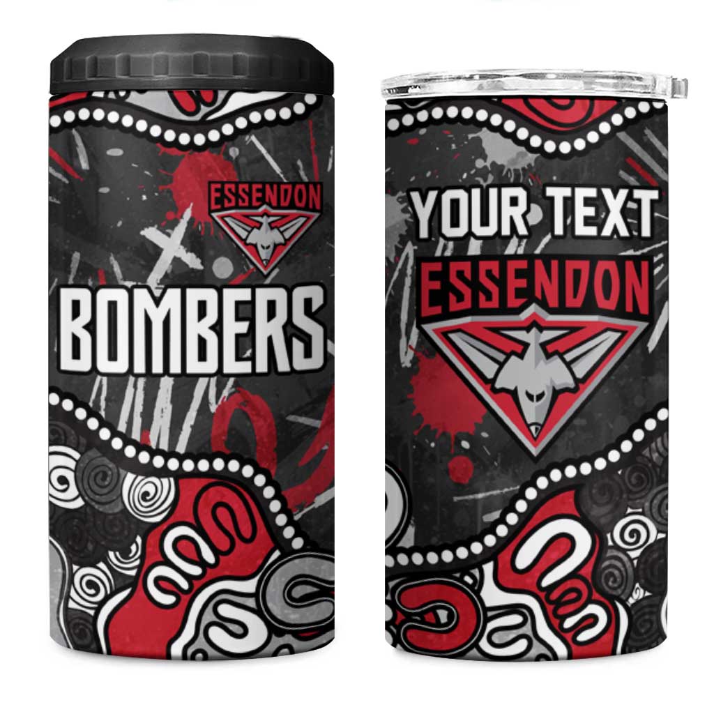 Personalized Essendon Bombers 4 in 1 Can Cooler Tumbler Aboriginal Dot Painting Graffiti Style