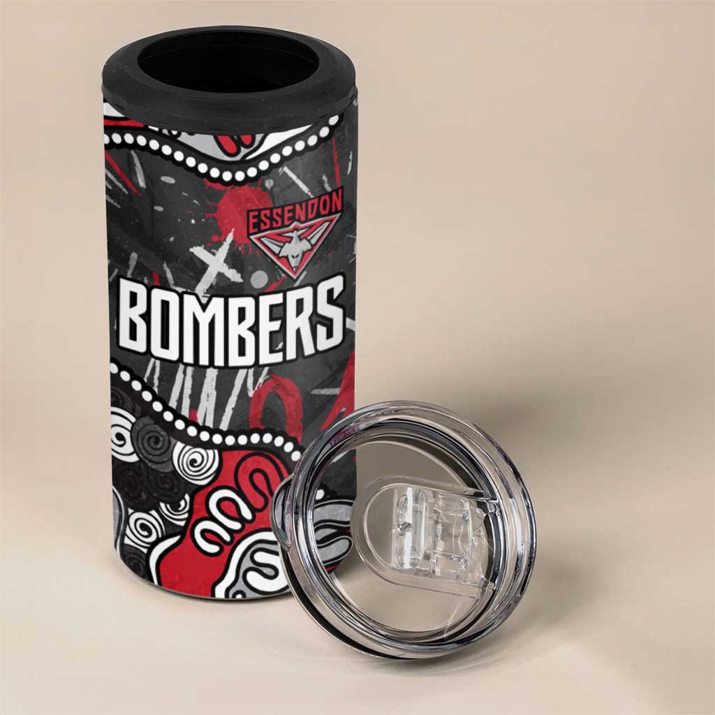 Personalized Essendon Bombers 4 in 1 Can Cooler Tumbler Aboriginal Dot Painting Graffiti Style