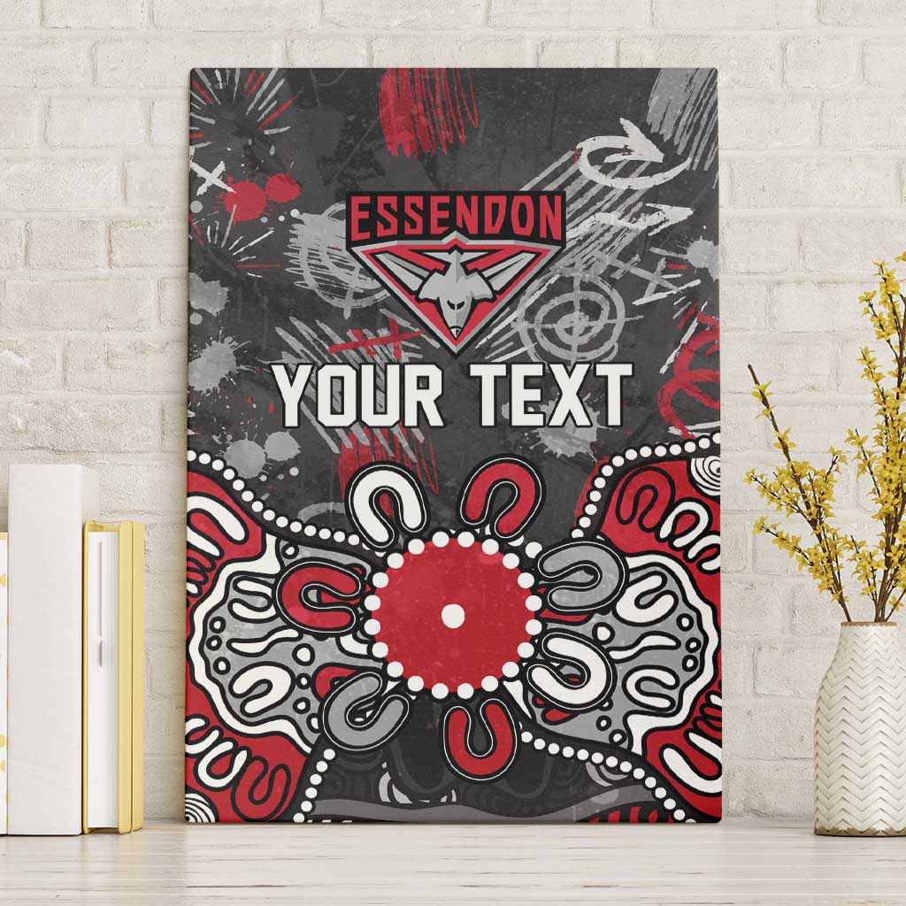 Personalized Essendon Bombers Canvas Wall Art Aboriginal Dot Painting Graffiti Style