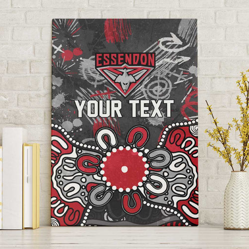 Personalized Essendon Bombers Canvas Wall Art Aboriginal Dot Painting Graffiti Style