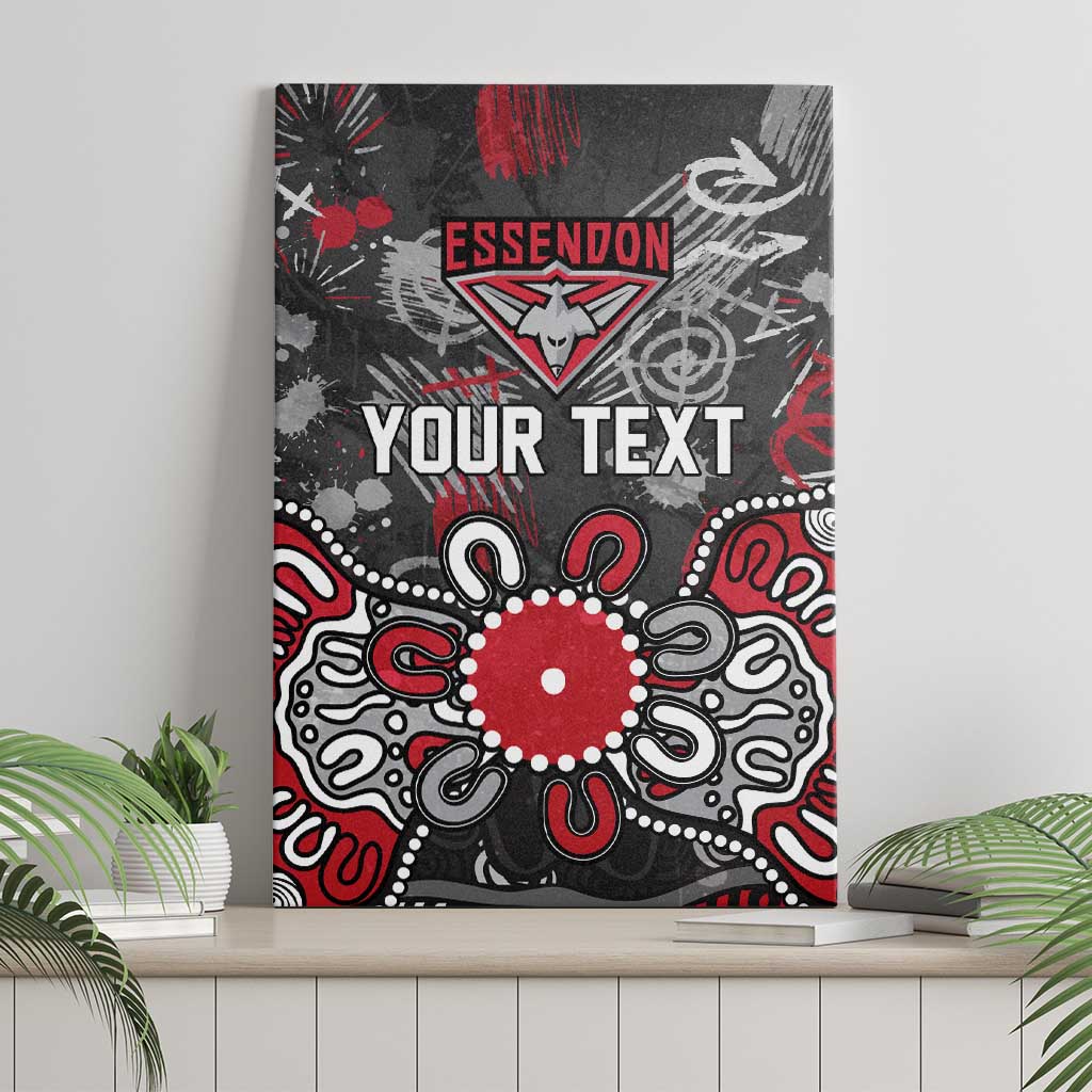 Personalized Essendon Bombers Canvas Wall Art Aboriginal Dot Painting Graffiti Style