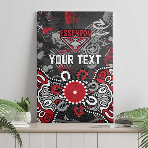 Personalized Essendon Bombers Canvas Wall Art Aboriginal Dot Painting Graffiti Style