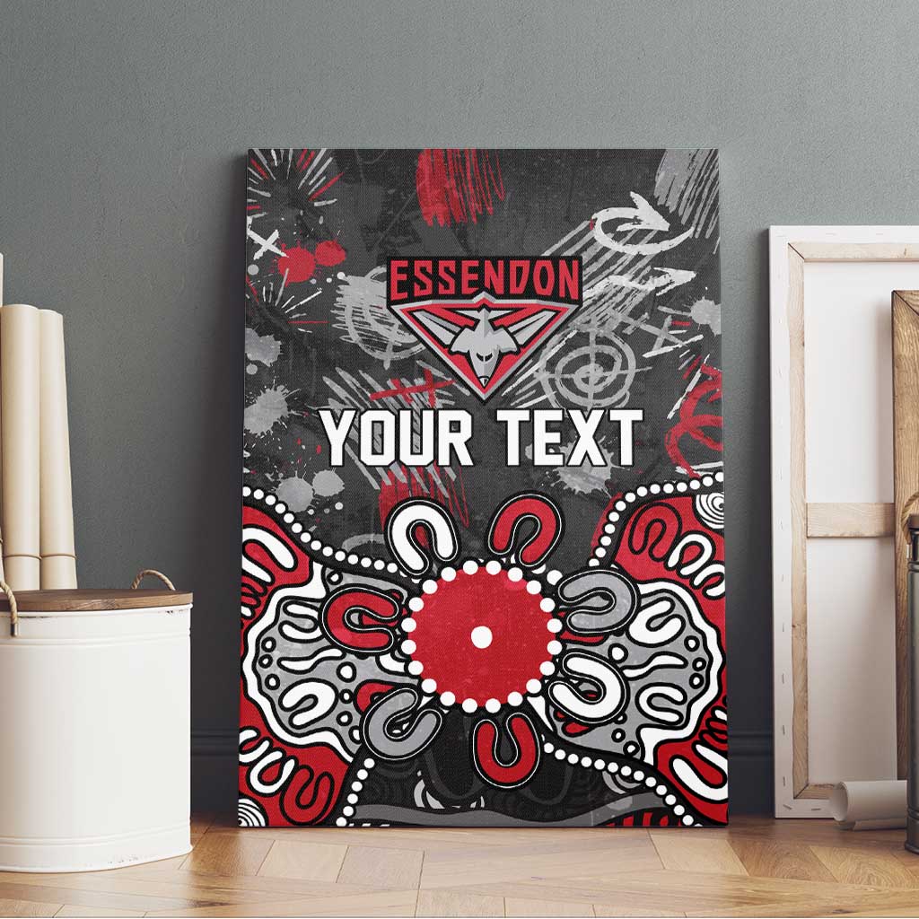 Personalized Essendon Bombers Canvas Wall Art Aboriginal Dot Painting Graffiti Style