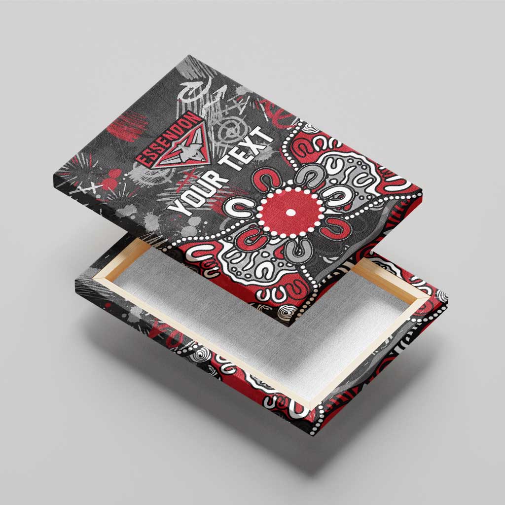 Personalized Essendon Bombers Canvas Wall Art Aboriginal Dot Painting Graffiti Style