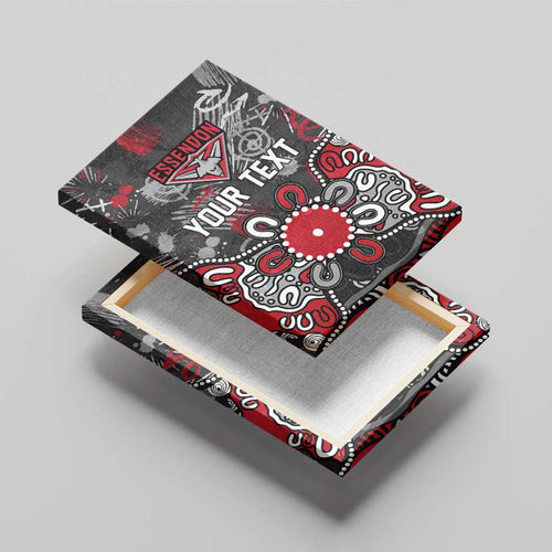 Personalized Essendon Bombers Canvas Wall Art Aboriginal Dot Painting Graffiti Style