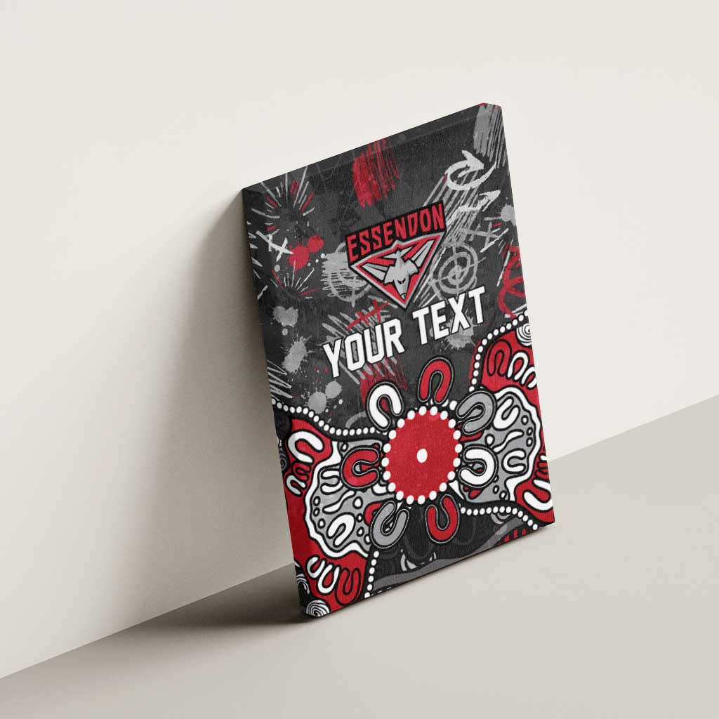Personalized Essendon Bombers Canvas Wall Art Aboriginal Dot Painting Graffiti Style