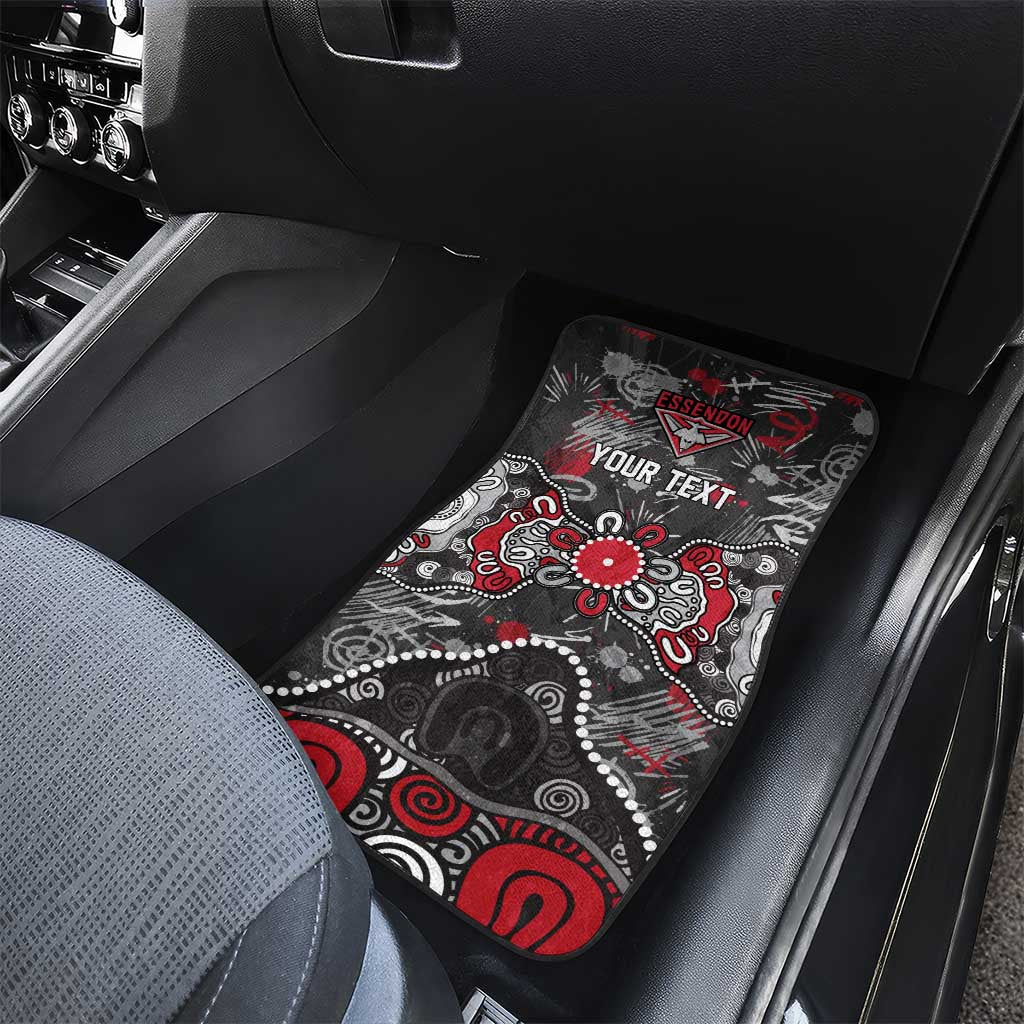 Personalized Essendon Bombers Car Mats Aboriginal Dot Painting Graffiti Style