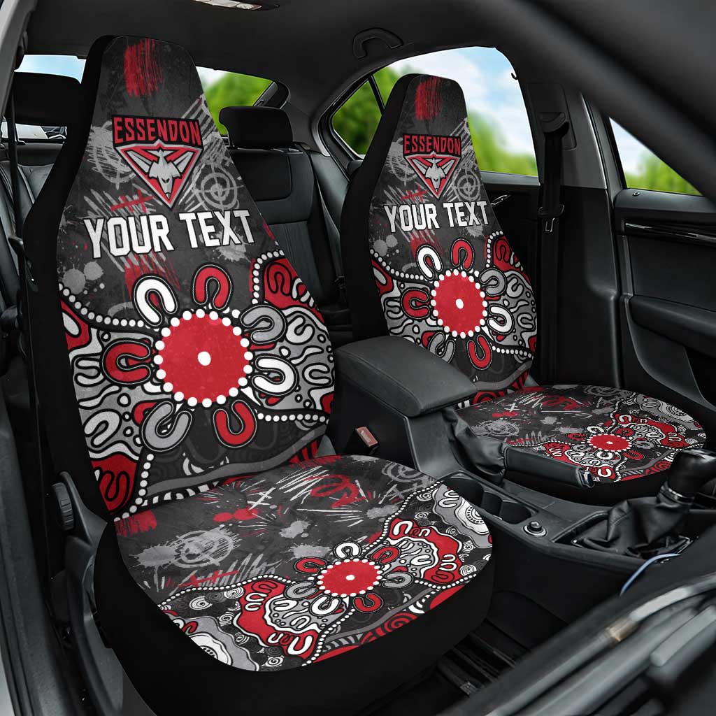 Personalized Essendon Bombers Car Seat Cover Aboriginal Dot Painting Graffiti Style