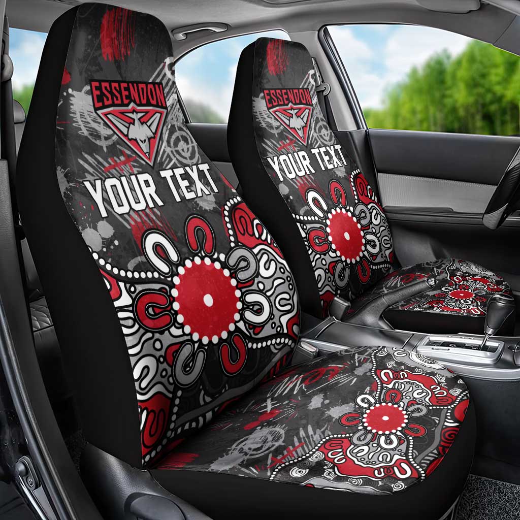 Personalized Essendon Bombers Car Seat Cover Aboriginal Dot Painting Graffiti Style