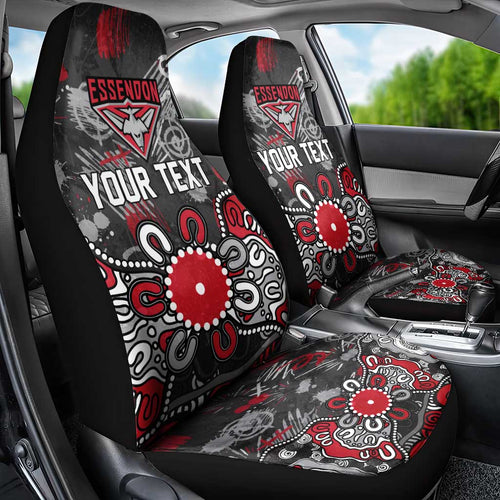 Personalized Essendon Bombers Car Seat Cover Aboriginal Dot Painting Graffiti Style