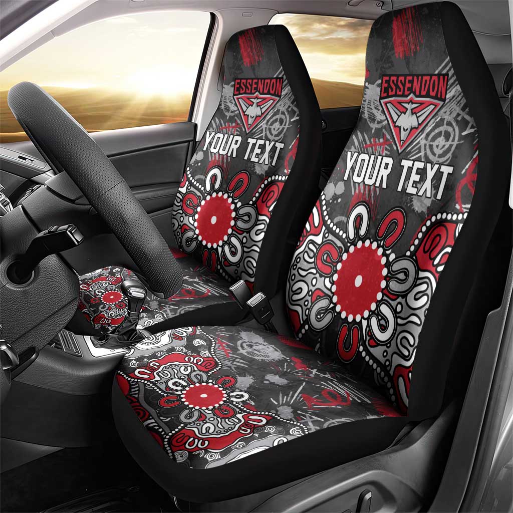 Personalized Essendon Bombers Car Seat Cover Aboriginal Dot Painting Graffiti Style