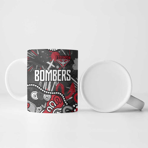 Personalized Essendon Bombers Ceramic Mug Aboriginal Dot Painting Graffiti Style