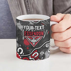 Personalized Essendon Bombers Ceramic Mug Aboriginal Dot Painting Graffiti Style