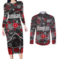 Personalized Essendon Bombers Couples Matching Long Sleeve Bodycon Dress and Long Sleeve Button Shirt Aboriginal Dot Painting Graffiti Style