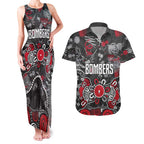 Personalized Essendon Bombers Couples Matching Tank Maxi Dress and Hawaiian Shirt Aboriginal Dot Painting Graffiti Style