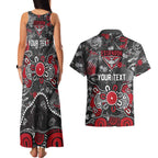 Personalized Essendon Bombers Couples Matching Tank Maxi Dress and Hawaiian Shirt Aboriginal Dot Painting Graffiti Style