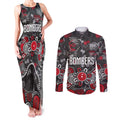 Personalized Essendon Bombers Couples Matching Tank Maxi Dress and Long Sleeve Button Shirt Aboriginal Dot Painting Graffiti Style