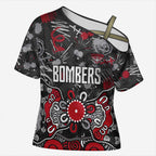 Personalized Essendon Bombers Cross Shoulder Shirt Aboriginal Dot Painting Graffiti Style