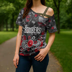 Personalized Essendon Bombers Cross Shoulder Shirt Aboriginal Dot Painting Graffiti Style