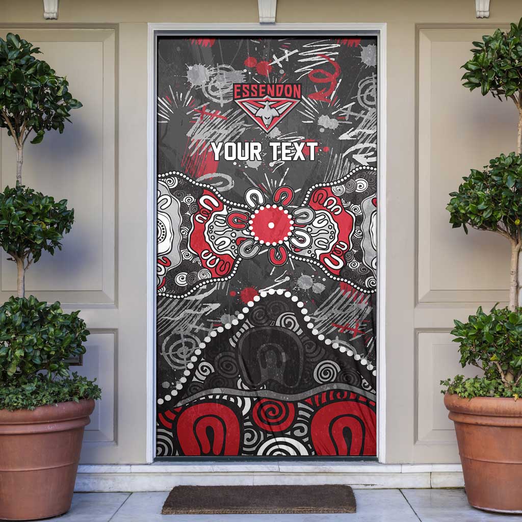 Personalized Essendon Bombers Door Cover Aboriginal Dot Painting Graffiti Style