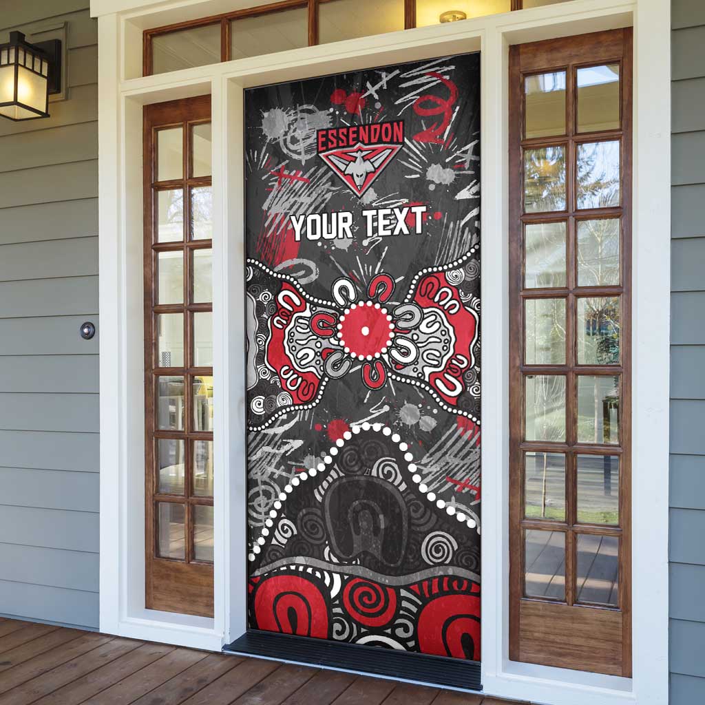Personalized Essendon Bombers Door Cover Aboriginal Dot Painting Graffiti Style