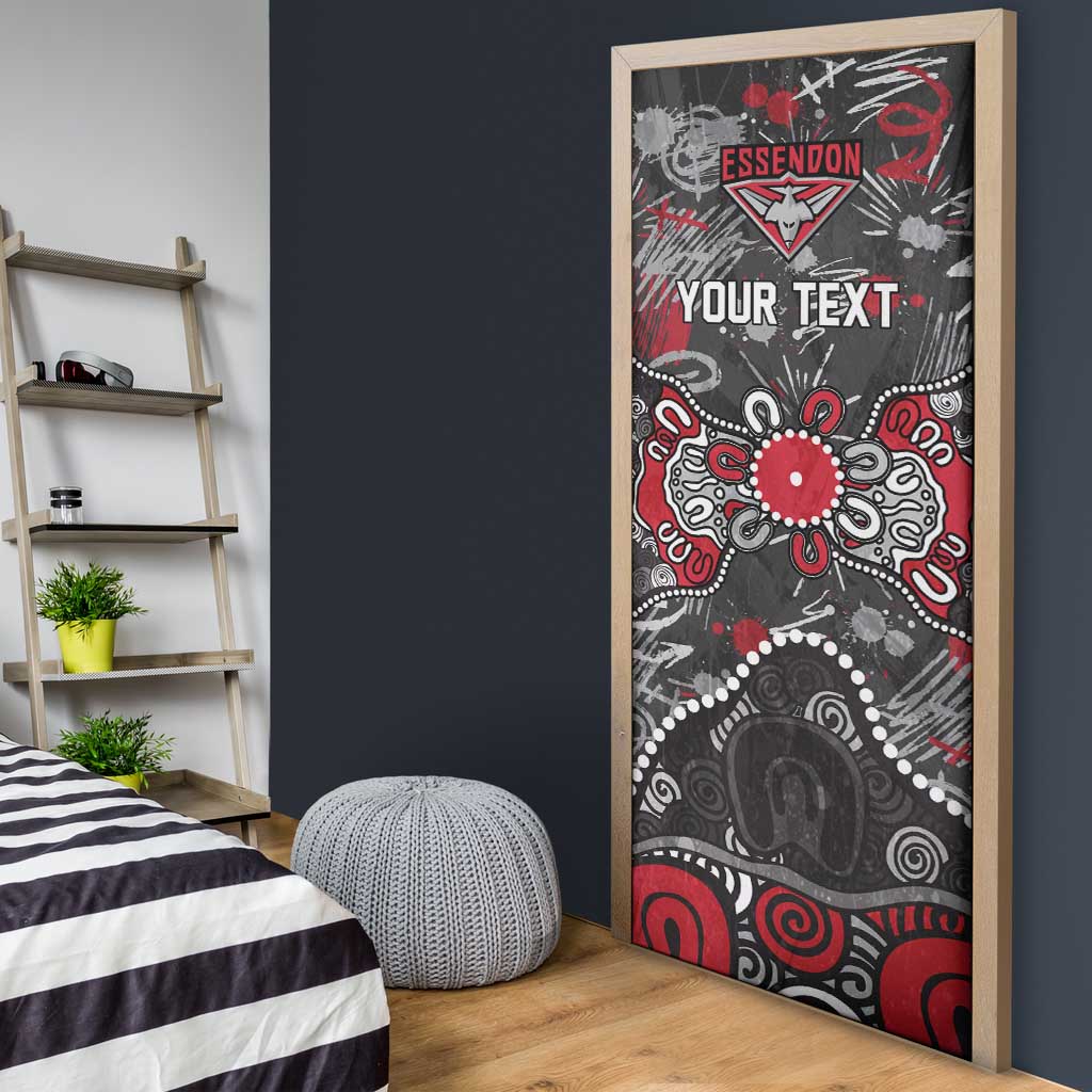Personalized Essendon Bombers Door Cover Aboriginal Dot Painting Graffiti Style