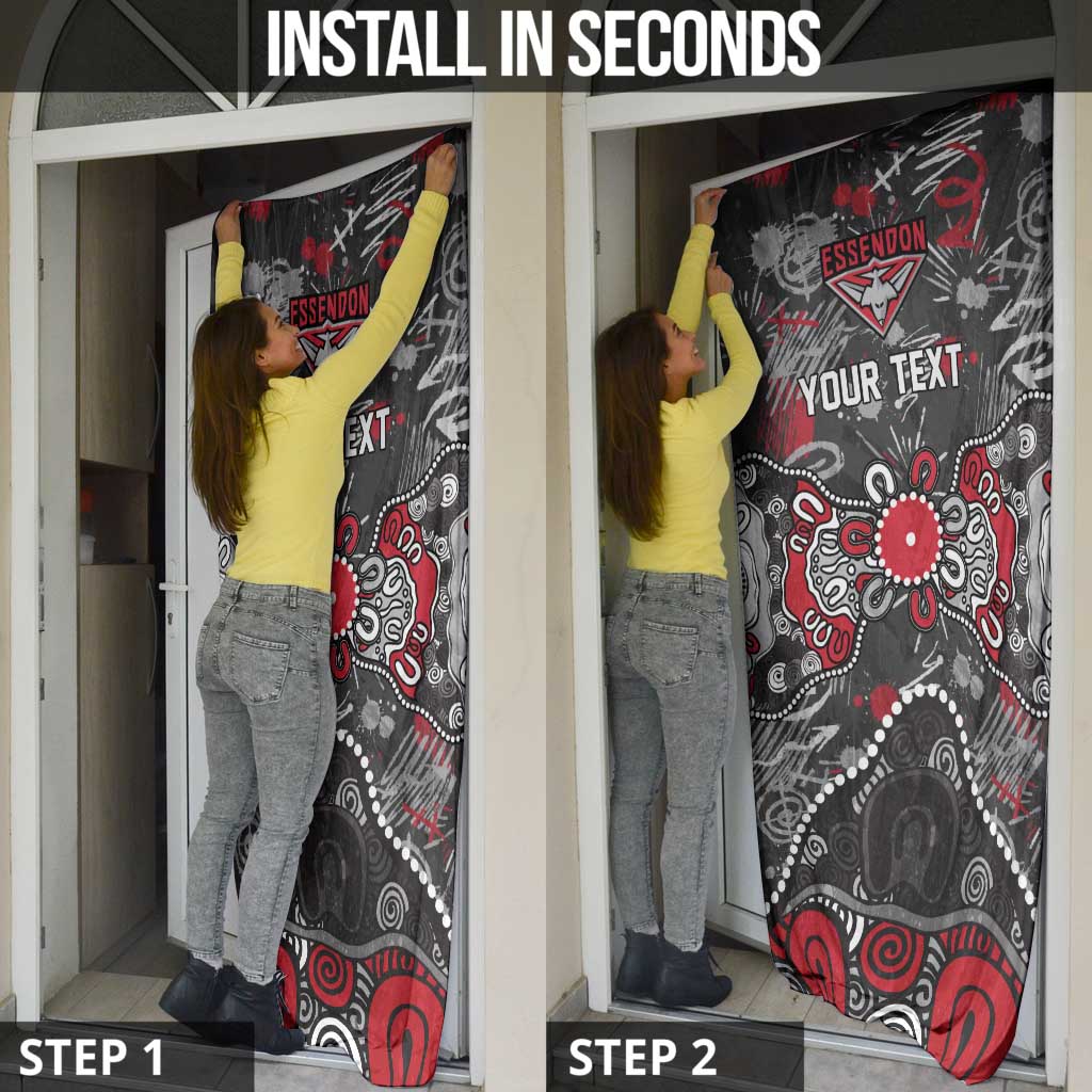 Personalized Essendon Bombers Door Cover Aboriginal Dot Painting Graffiti Style