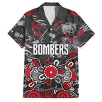 Personalized Essendon Bombers Family Matching Long Sleeve Bodycon Dress and Hawaiian Shirt Aboriginal Dot Painting Graffiti Style