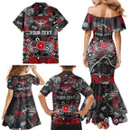 Personalized Essendon Bombers Family Matching Mermaid Dress and Hawaiian Shirt Aboriginal Dot Painting Graffiti Style