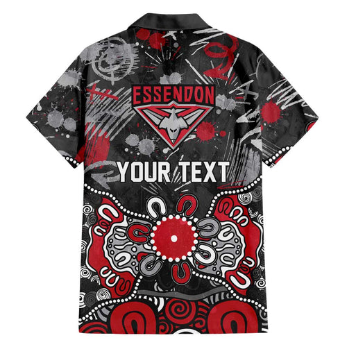 Personalized Essendon Bombers Family Matching Mermaid Dress and Hawaiian Shirt Aboriginal Dot Painting Graffiti Style