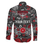 Personalized Essendon Bombers Family Matching Mermaid Dress and Hawaiian Shirt Aboriginal Dot Painting Graffiti Style