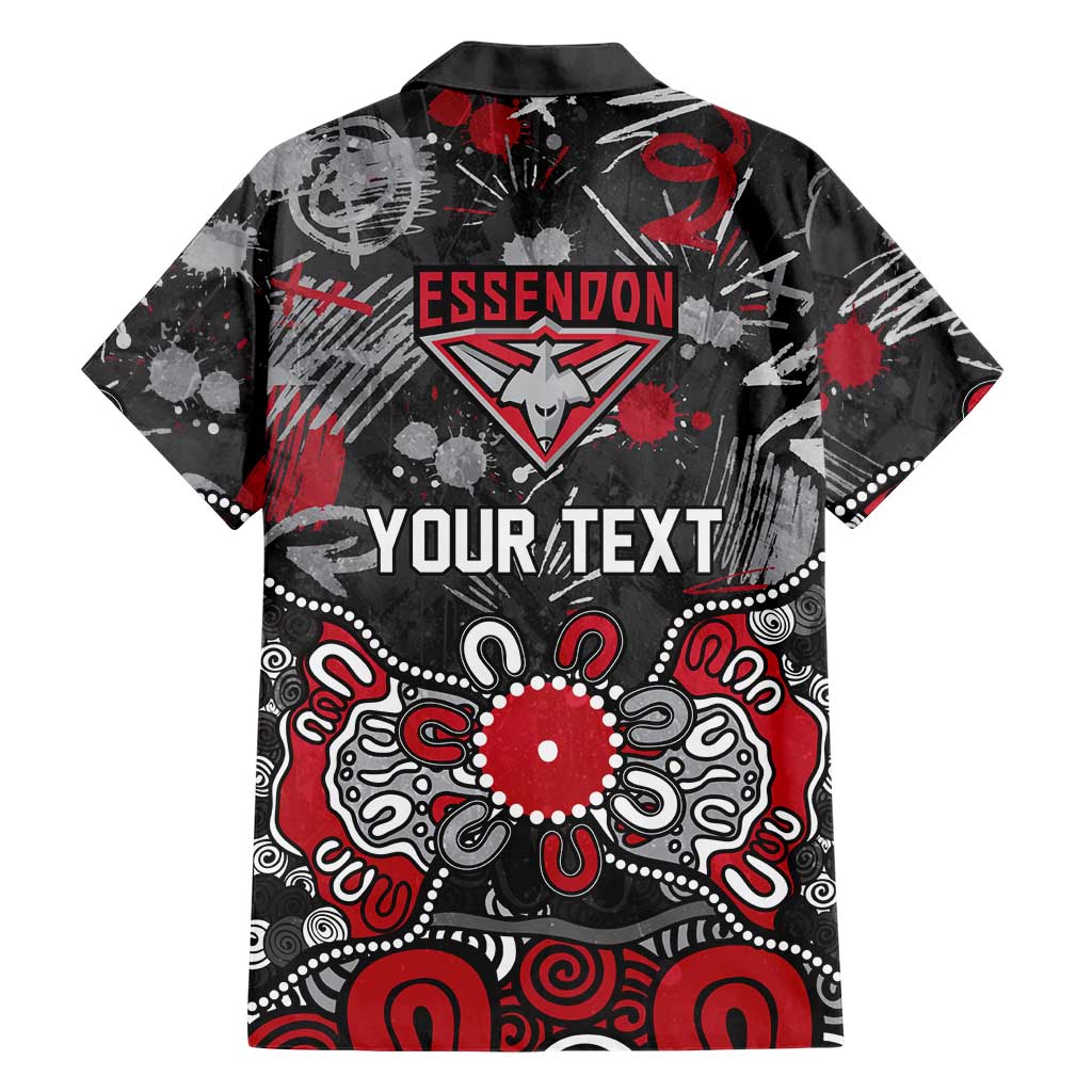 Personalized Essendon Bombers Family Matching Off Shoulder Maxi Dress and Hawaiian Shirt Aboriginal Dot Painting Graffiti Style