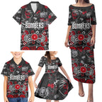 Personalized Essendon Bombers Family Matching Puletasi and Hawaiian Shirt Aboriginal Dot Painting Graffiti Style