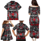 Personalized Essendon Bombers Family Matching Puletasi and Hawaiian Shirt Aboriginal Dot Painting Graffiti Style