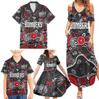 Personalized Essendon Bombers Family Matching Summer Maxi Dress and Hawaiian Shirt Aboriginal Dot Painting Graffiti Style