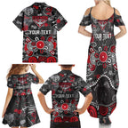 Personalized Essendon Bombers Family Matching Summer Maxi Dress and Hawaiian Shirt Aboriginal Dot Painting Graffiti Style