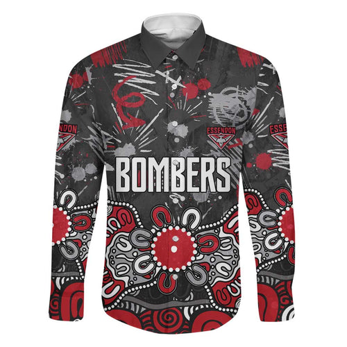 Personalized Essendon Bombers Family Matching Summer Maxi Dress and Hawaiian Shirt Aboriginal Dot Painting Graffiti Style