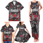 Personalized Essendon Bombers Family Matching Tank Maxi Dress and Hawaiian Shirt Aboriginal Dot Painting Graffiti Style