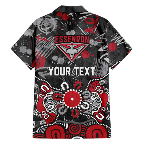 Personalized Essendon Bombers Family Matching Tank Maxi Dress and Hawaiian Shirt Aboriginal Dot Painting Graffiti Style
