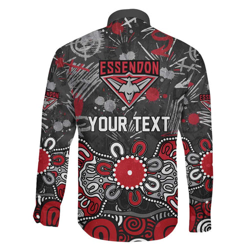 Personalized Essendon Bombers Family Matching Tank Maxi Dress and Hawaiian Shirt Aboriginal Dot Painting Graffiti Style