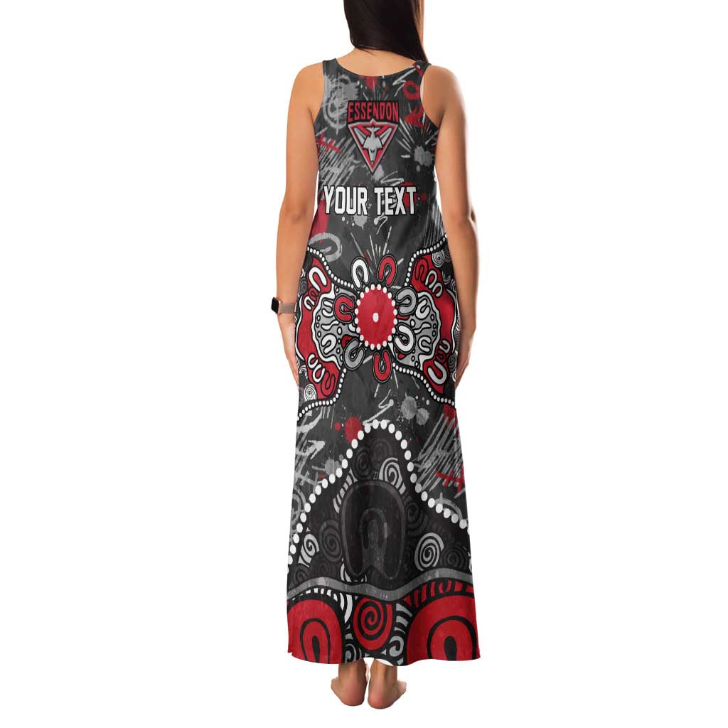 Personalized Essendon Bombers Family Matching Tank Maxi Dress and Hawaiian Shirt Aboriginal Dot Painting Graffiti Style