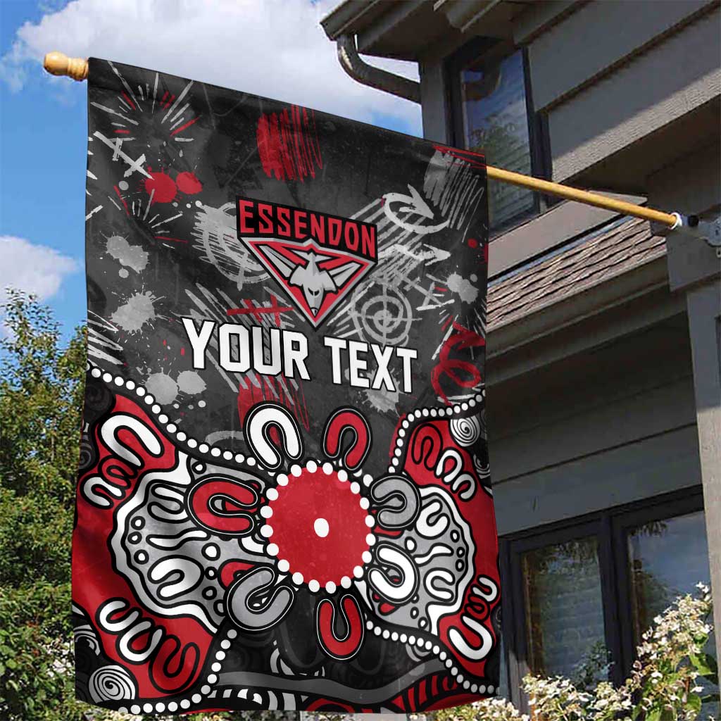Personalized Essendon Bombers Garden Flag Aboriginal Dot Painting Graffiti Style