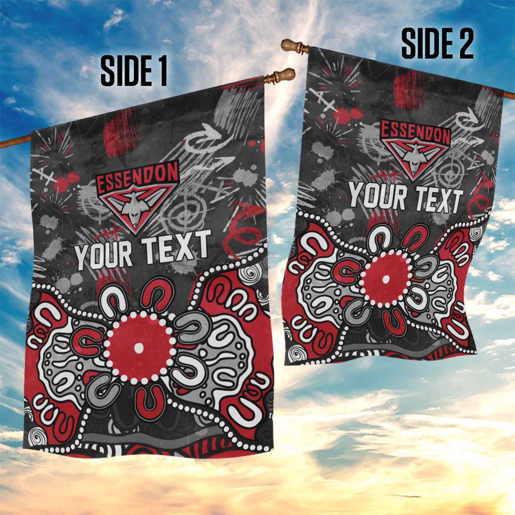 Personalized Essendon Bombers Garden Flag Aboriginal Dot Painting Graffiti Style