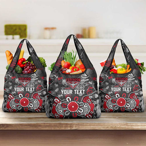 Personalized Essendon Bombers Grocery Bag Aboriginal Dot Painting Graffiti Style