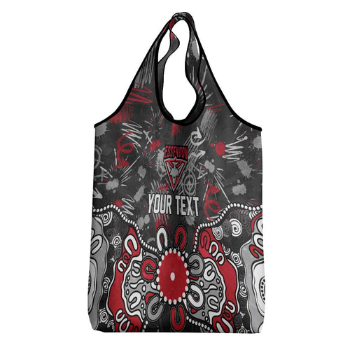 Personalized Essendon Bombers Grocery Bag Aboriginal Dot Painting Graffiti Style