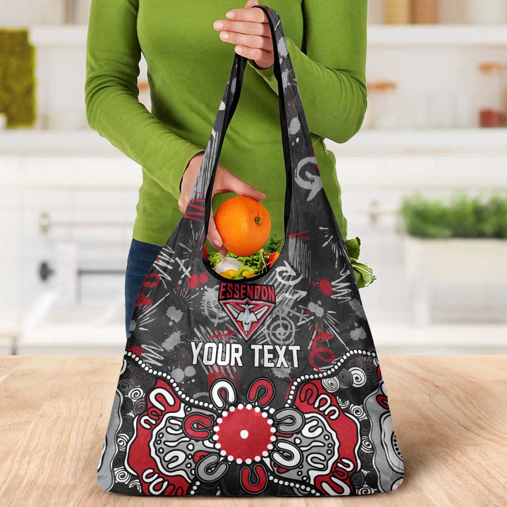 Personalized Essendon Bombers Grocery Bag Aboriginal Dot Painting Graffiti Style